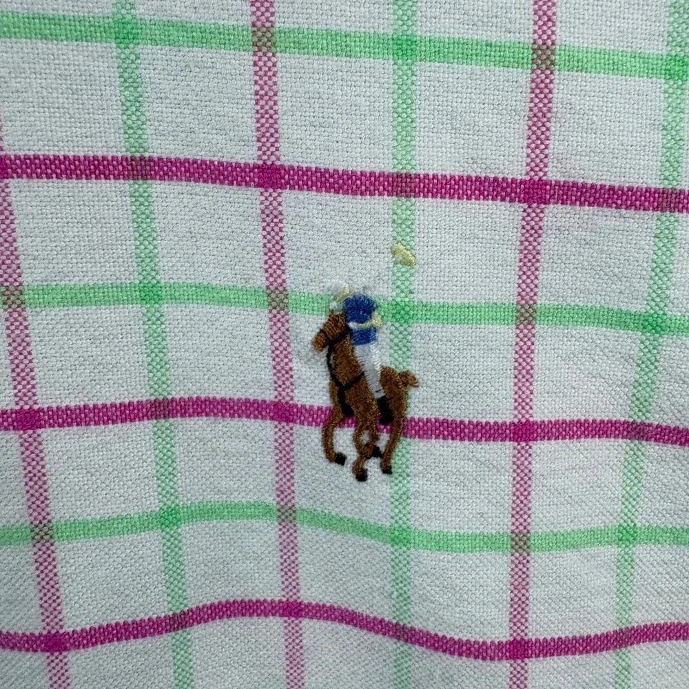 Polo‎ Ralph Lauren Mens 16.5 LG Classic Fit Pastel Shirt Pink Green Check Easter